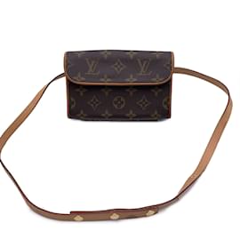 Louis Vuitton-Bolsa Florentina em Lona Monograma Cinto Bolsa Cintura-Marrom