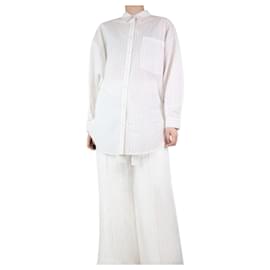 Autre Marque-Weißes, übergroßes Hemd mit Nadelstreifen – Größe XS-Weiß