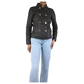Burberry-Black quilted crop jacket - size UK 8-Black