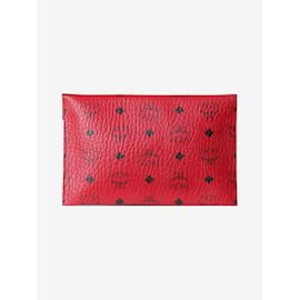 MCM-Red Leather monogram pouch-Red