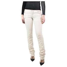 Stella Mc Cartney-Cream contrast-stitched jeans - size UK 8-Cream