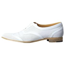 Hermès-Zapatos perforados de piel blanca - talla UE 37-Blanco