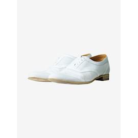 Hermès-Zapatos perforados de piel blanca - talla UE 37-Blanco