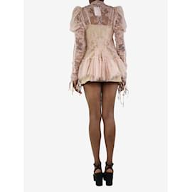 Alexander Mcqueen-Pink lace mini dress - size UK 6-Pink