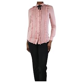 Gucci-Camicia con volant in seta rosa - taglia UK 6-Rosa