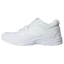 Chanel-White CC lace-up trainers - size EU 38.5-White