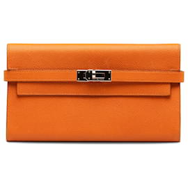 Hermès-Hermes Orange Epsom Classic Kelly Wallet-Orange