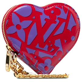 Louis Vuitton-Bolsa Louis Vuitton Red Monogram Vernis Sweet Repeat Heart Coin-Vermelho