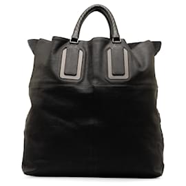 Bottega Veneta-Bottega Veneta Black Leather Tote Bag-Black
