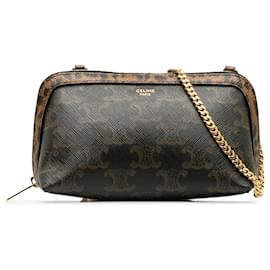 Céline-Celine Black Triomphe Clutch On Chain-Black