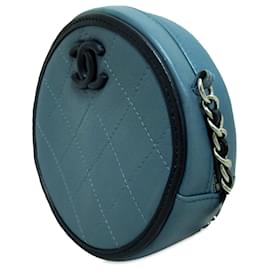 Chanel-Chanel Crossbody em pele de cordeiro azul CC com corrente redonda-Outro