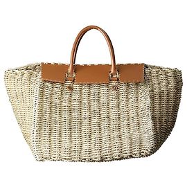 Carolina Herrera Neutral Wicker basket bag Other