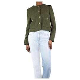 Autre Marque-Kurze Bouclé-Jacke mit grünen Knöpfen – Größe UK 6-Grün