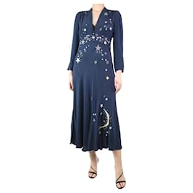 Autre Marque-Blue star embroidered midi dress - size M-Blue