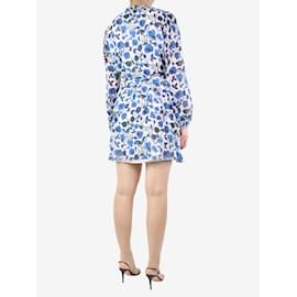 Autre Marque-Blue floral-printed ruffle silk dress - size UK 10-Blue