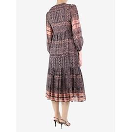 Ulla Johnson-Brown printed tiered midi dress - size UK 10-Brown