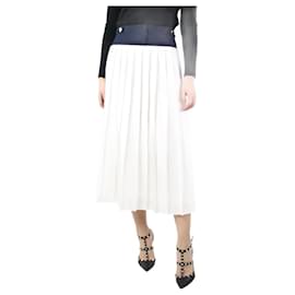Autre Marque-Falda midi de raso plisada blanca - talla UK 10-Blanco