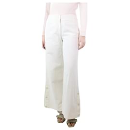 Autre Marque-White corduroy wide-leg trousers - size UK 10-White