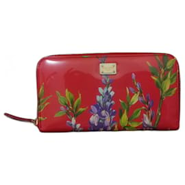 Dolce & Gabbana-Portafoglio con stampa di glicine rosso-Porpora,Gold hardware,Viola scuro