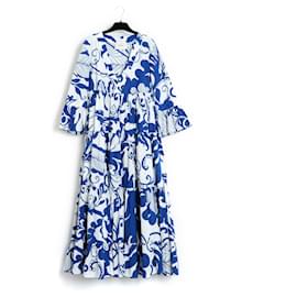 Autre Marque-Robe longue en coton blanc et bleu Maxi Double J, taille FR40.-Bleu