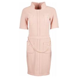 Chanel-Pearl Belt Runway Tweed Dress-Peach