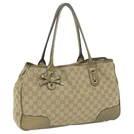Gucci-GUCCI GG Canvas Shoulder Bag Gold Tone Beige 163805 auth 65944-Beige,Other