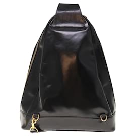 Gucci-GUCCI Bamboo Backpack Enamel Black 003 3444 0027 auth 65306-Black
