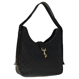 Gucci-GUCCI Jackie GG Canvas Shoulder Bag Black 92735 Auth yk10452-Black