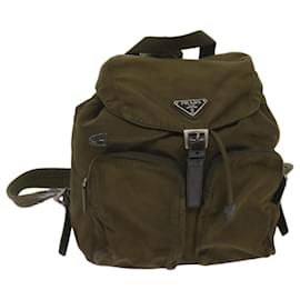 Prada-PRADA Backpack Nylon Khaki Auth 65700-Khaki