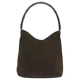 Gucci-GUCCI Sac à bandoulière en bambou Daim Marron 001 3244 auth 65940-Marron