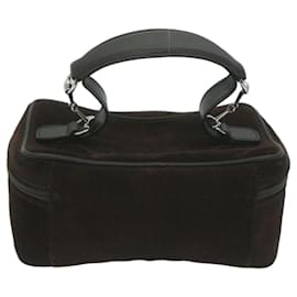 Gucci-GUCCI Horsebit Vanity Cosmetic Pouch Suede Brown 032 1705 Auth am5745-Brown