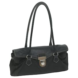 Prada-PRADA Shoulder Bag Nylon Leather Black Auth bs11810-Black