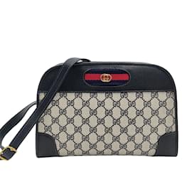 Gucci-Gucci Gucci vintage Web shoulder bag with monogram print-Blue