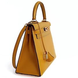 Hermès-Hermès Hermès Kelly 28 sac bandoulière en cuir Courchevel or jaune-Jaune