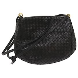 Autre Marque-BOTTEGA VENETA INTRECCIATO Shoulder Bag Leather Black Auth yk10480-Black