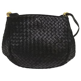 Autre Marque-BOTTEGA VENETA INTRECCIATO Shoulder Bag Leather Black Auth yk10480-Black
