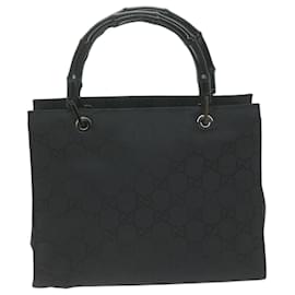 Gucci-GUCCI Bamboo GG Canvas Hand Bag Black 002 1016 auth 66078-Black