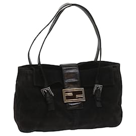 Fendi-FENDI Shoulder Bag Suede Black Auth yk10461-Black