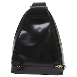 Gucci-GUCCI Bamboo Shoulder Bag Leather Black Auth ti1490-Black
