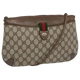 Gucci-GUCCI GG Supreme Web Sherry Line Shoulder Bag Beige Green 39 02 026 Auth yk10421-Beige,Green