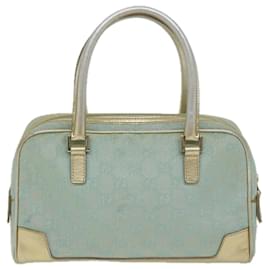 Gucci-GUCCI GG Canvas Hand Bag Light Blue Gold Tone Auth ac2720-Other,Light blue