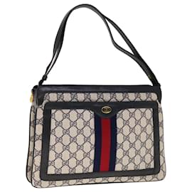 Gucci-GUCCI GG Supreme Sherry Line Shoulder Bag PVC Red Navy 41 02 013 Auth yk10438-Red,Navy blue