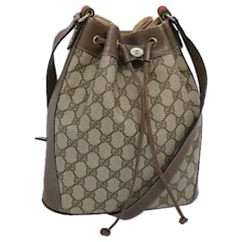 Gucci-GUCCI GG Supreme Web Sherry Line Shoulder Bag Beige Green 41 02 034 Auth yk10500-Beige,Green
