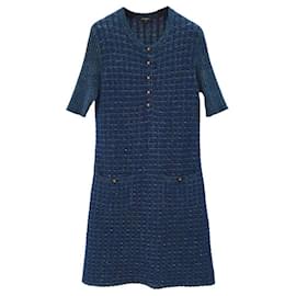 Chanel-Robe en tricot polyester et rayonne bleu Chanel 17A-Bleu