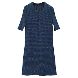 Chanel-Chanel 17A Blue Polyester Rayon Knit Dress-Blue