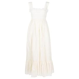 Gucci-GUCCI DOUBLE G FLOWER BORDERIE ANGLAISE DRESS-Cream