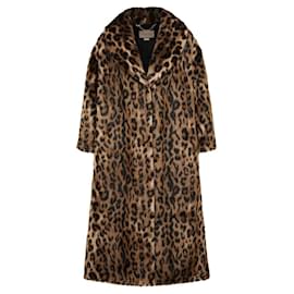 Gucci-Gucci leopard jacquard faux fur new-Brown,Black,Leopard print,Light brown