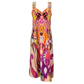 Autre Marque-Etro Magenta Multi 2021 Grace Printed Sleeveless Cotton Midi Dress-Multiple colors