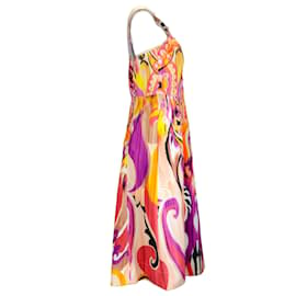 Autre Marque-Etro Magenta Multi 2021 Vestido midi de algodão sem mangas estampado Grace-Multicor