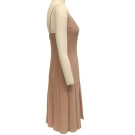 Autre Marque-Chanel Nude Silk Pleated Dress-Beige